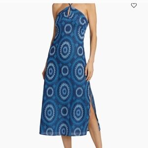 Ramy Brook Aya Blue Women's Size 10 Patterned Maxi Halter Dress New